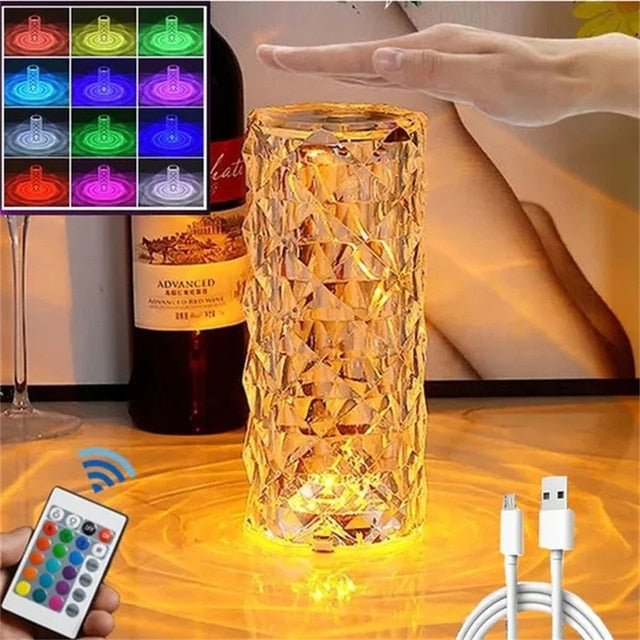 Enchanting LED Crystal Table Lamp - Illuminate Your Space with a Vibrant Array of 3/16 Colours