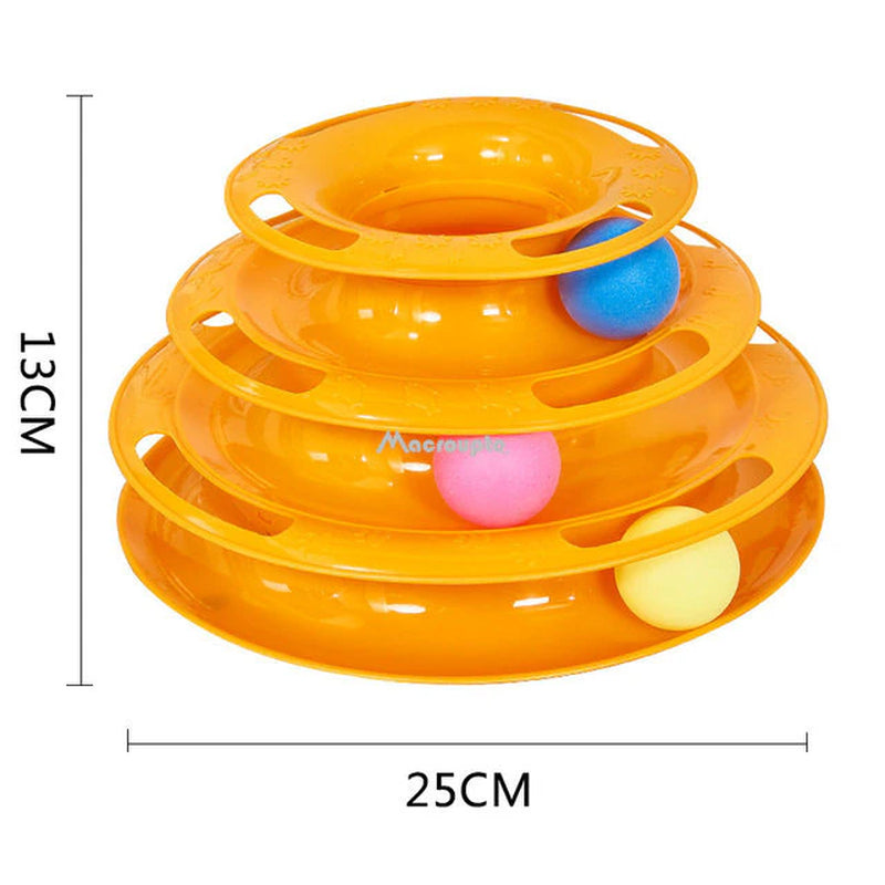 3/4-Level Cat Tower with Tracks & Amusement Plate | Interactive Cat Toys for Intelligence Training