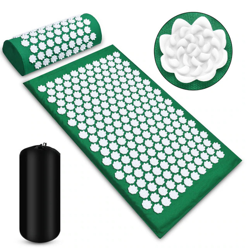 Acupressure Stress Reliever mat with Pillow and storage bag