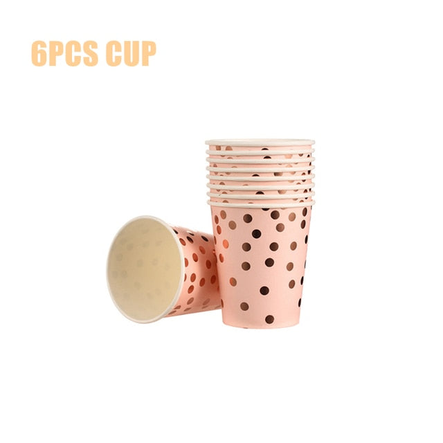 Rose Gold Party Decorations - Disposable Tableware Set for Parties