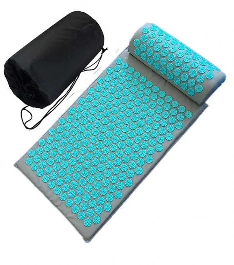 Acupressure Stress Reliever mat with Pillow and storage bag